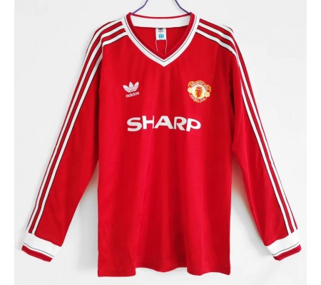 Manchester United 86/88 Home Red Long Sleeve Soccer Jersey